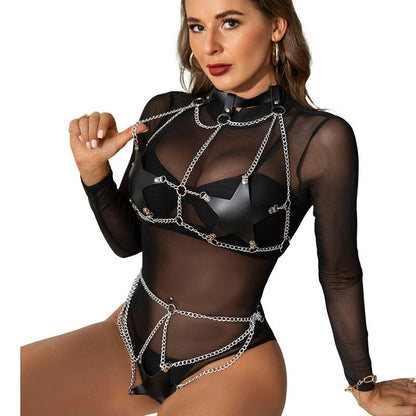 SUBBLIME - FULL BODY HARNESS WITH STAR CHAINDETAIL ONE SIZE - Kink&Play