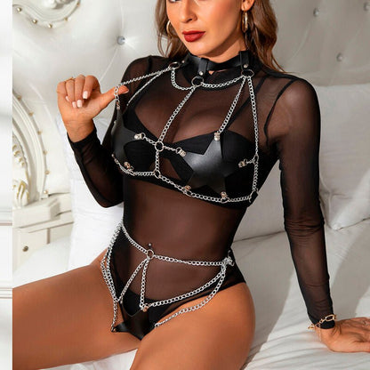 SUBBLIME - FULL BODY HARNESS WITH STAR CHAINDETAIL ONE SIZE - Kink&Play