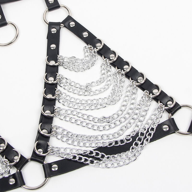 SUBBLIME - HARNESS BRA AND NECKLACE WITH CHAINS ONE SIZE - Kink&Play