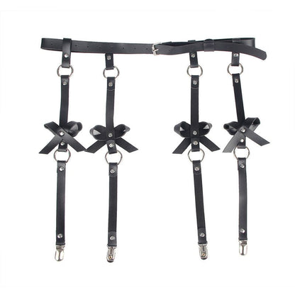 SUBBLIME - LEATHER CHAINLEG HARNESS BLACK ONE SIZE - Kink&Play