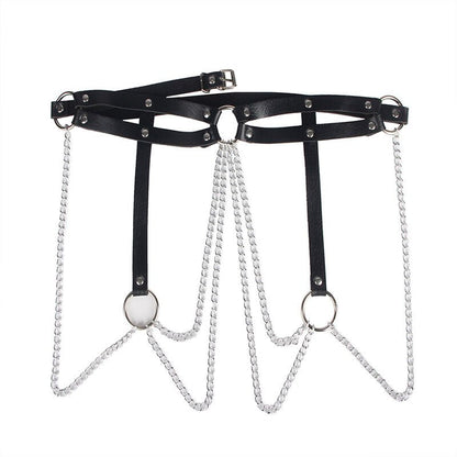 SUBBLIME - LEATHER RING CHAINBELT BLACK ONE SIZE - Kink&Play