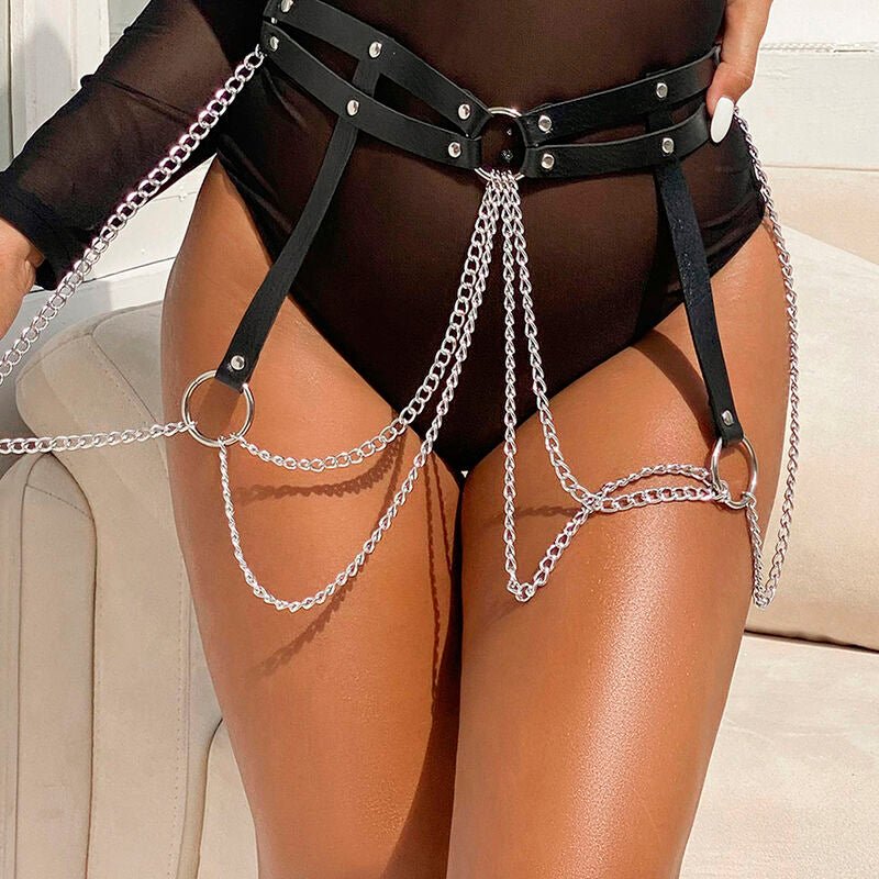 SUBBLIME - LEATHER RING CHAINBELT BLACK ONE SIZE - Kink&Play