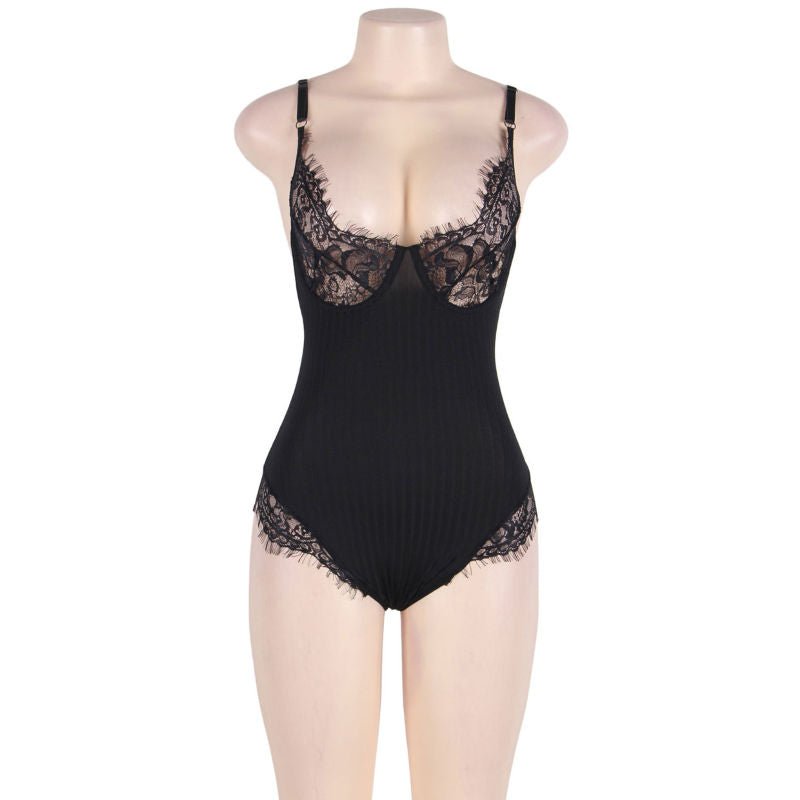 SUBBLIME - QUEEN PLUS TEDDY WITH CLEARS AND FRINGES BLACK - Kink&Play