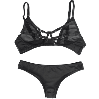 SUBBLIME - TWO PIECE SET OF TRANSPARENCY BRA AND S/M STRIPS - Kink&Play