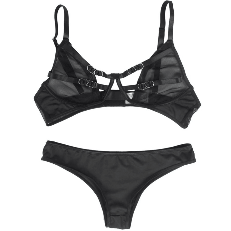 SUBBLIME - TWO PIECE SET OF TRANSPARENCY BRA AND S/M STRIPS - Kink&Play